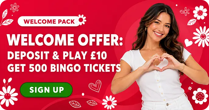 Heart Bingo welcome offer: deposit & play £10 get 500 bingo tickets